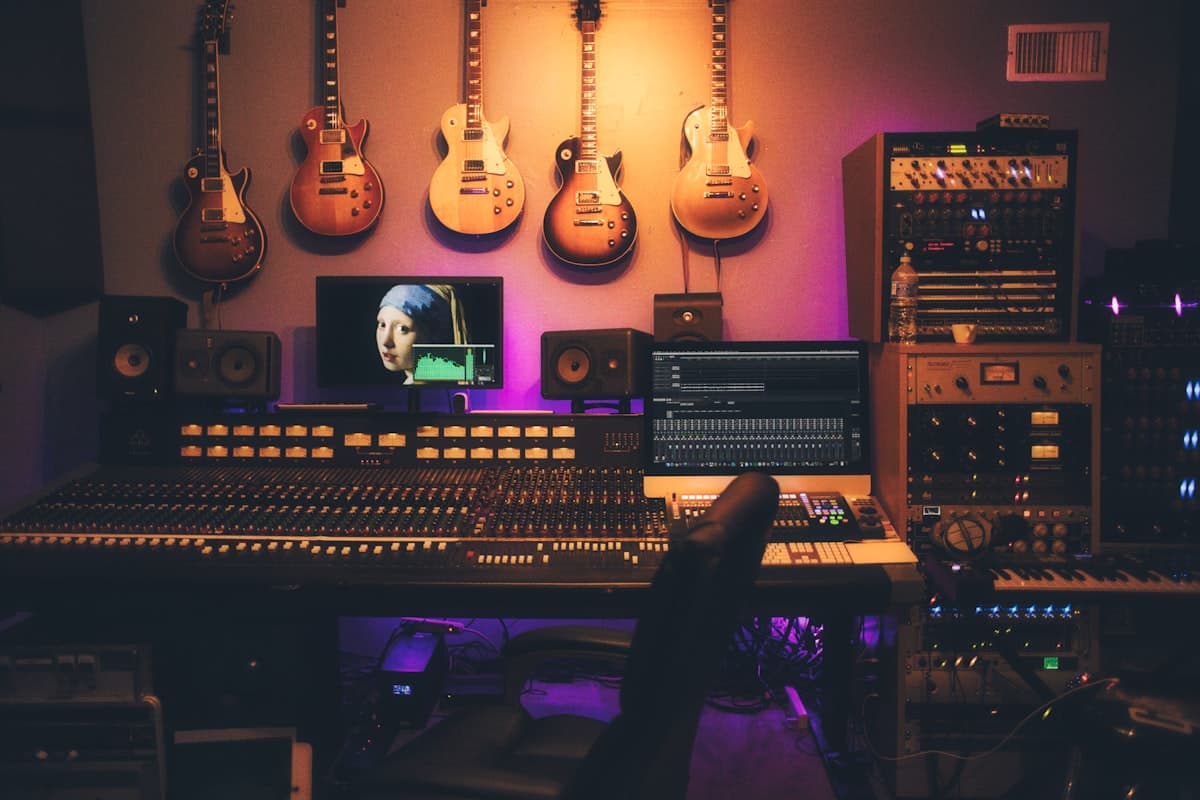 Music producer working with digital audio workstation (DAW)