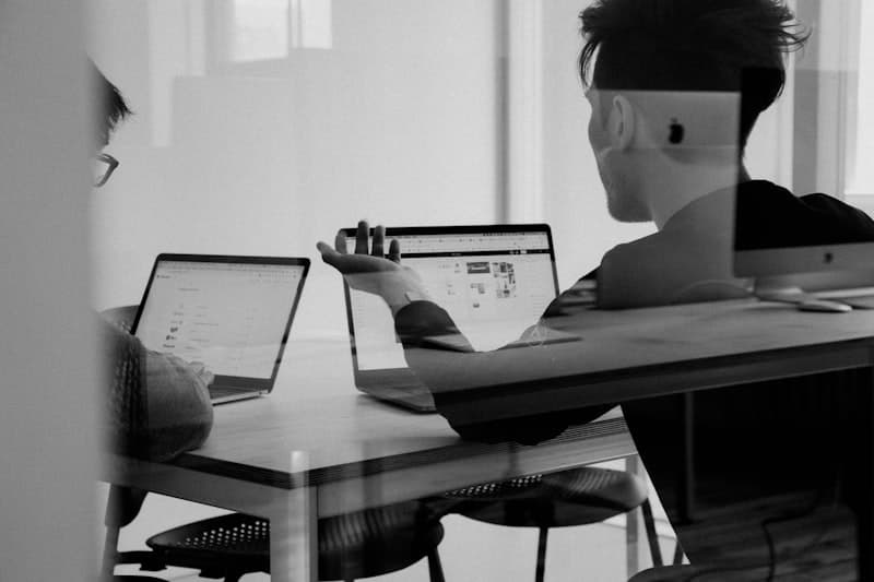 Team working together with technology